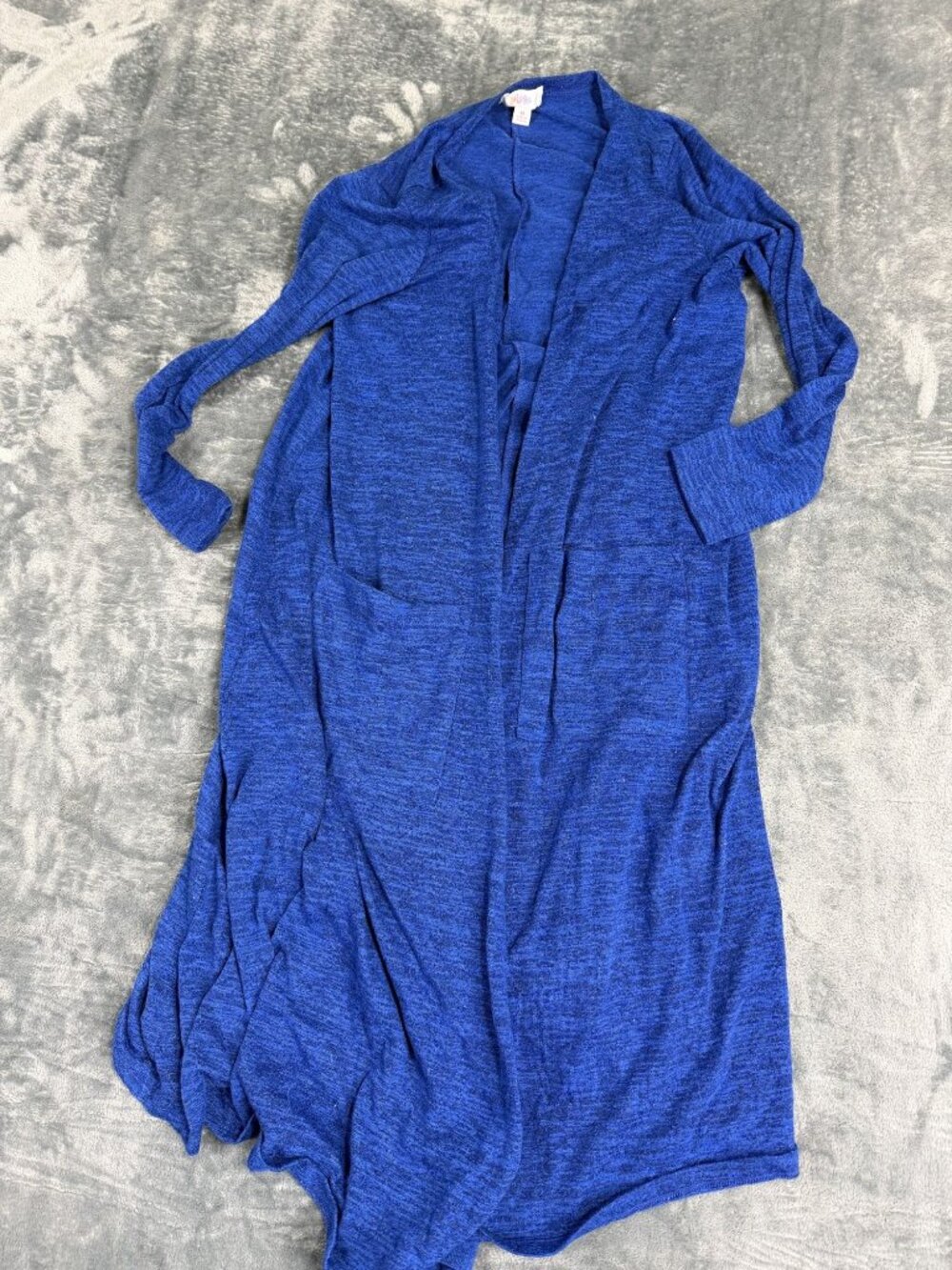 LuLaRoe Womens Blue Open Front Long Cardigan Pockets M